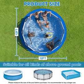 LEZZYRUCK 12ft Round Pool Liner Pad for Above Ground Pools, Thickened PE Under Pool Mat Padding, Dual-Color Swimming Pool Ground Cloth, Prevent Punctures, Extend Liner Life