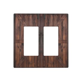 Wpshijia Outlet Covers Rustic Brown Barn Door Retro Wood Plank 2 Gang Wall Plate Double Rocker Light Switch Cover Country Decorative GFCI Receptacle Cover Electrical Switchplate for Home Decor
