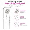 WedDecor Silver Rose Flower Crystal Rhinestone Hair Pins, Pack of