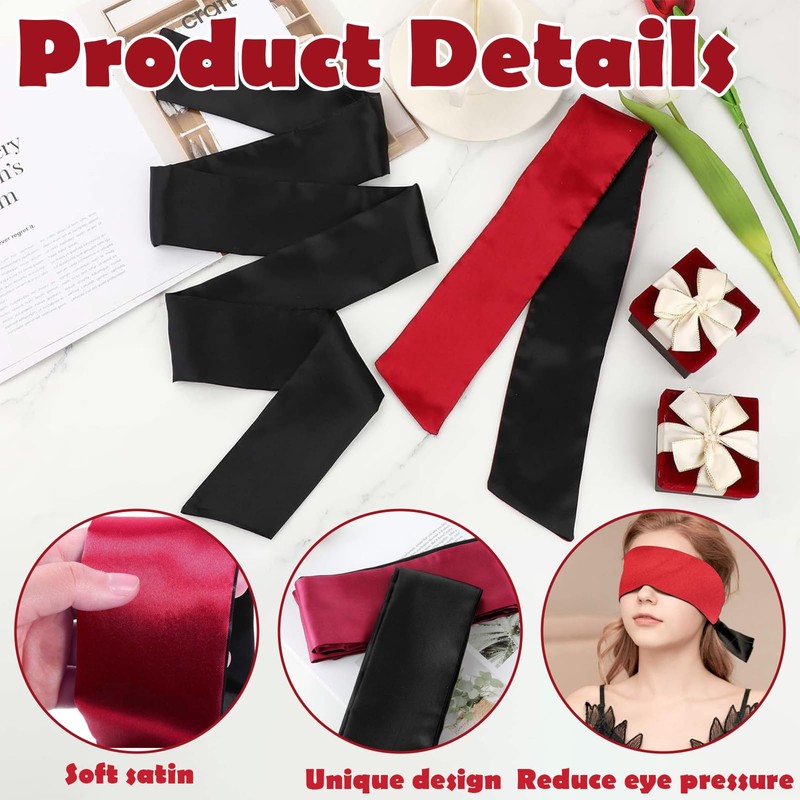 Blindfold Satin Eye Mask+Soft Silky Sleep Mask+Adjustable Comfortable Fit+1 Piece+135x7cm+Travel