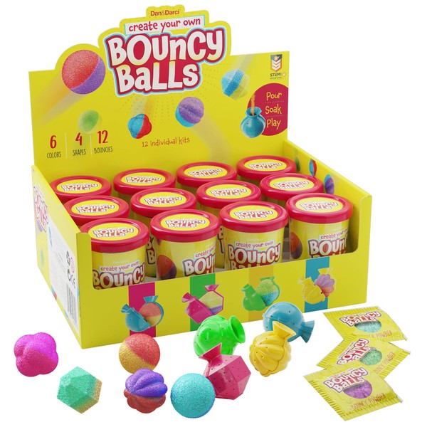 Make Your Own Bouncy Ball Kit for Kids - 12 Individual Kits - Science Party Favors - Cool Birthday Parties Activities for Kids - Create 12 Balls - Fun DIY Arts and Crafts Bulk - Craft Projects Gifts