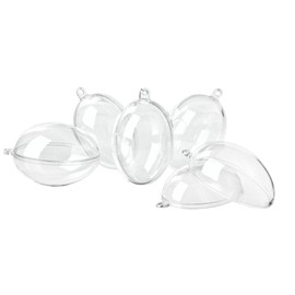 Set of 6 Acrylic Eggs 6 cm Transparent with Hanging Loop Easter Eggs for Crafts Separable