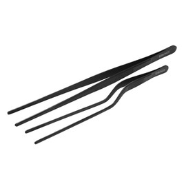Kitchen Tweezers 10 Inch Straight and 8 Inch Offset - Culinary Precision Tongs Professional Kitchen Long Tweezers Set of 2 pieces - BBQ, Plating, Multi-use