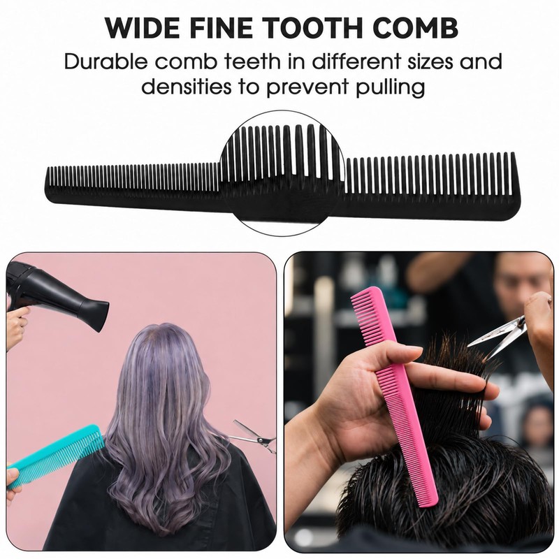 Carbon Fiber Cutting Comb, Fine and Wide Tooth Barber Comb,