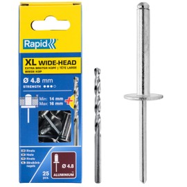 Rapid Rivets XL Rivets Including Drill Piece, 4.8 x 20 mm, 5000667 - 25 Pieces