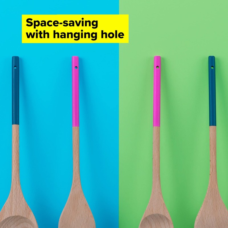 Tasty Wooden Slotted Turner Spatula with Bevelled Front Edge, Heat-Resistant