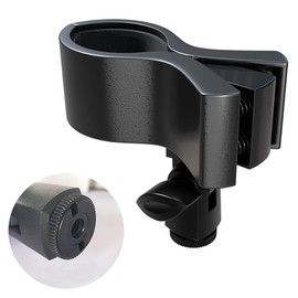 Microphone Stand Mic Clip Adjustable Mic Clip Holder for 32mm - 60mm Outside Diameter Buck Clamp Holder (Black 1/4)