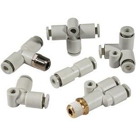 SMC KQ2U01-34AS PBT & Brass Push-to-Connect Tube Fitting with Sealant, Branch Wye, 1/8" Tube OD x 1/8" NPT Male (Pack of 10)