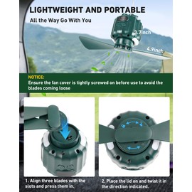 DUKUSEEK Tent Ceiling Fans for Camping, 10400mAH Large Capacity Portable Hanging Tent Fans with Light and Remote Control, USB Battery Operated Camping Fan for Canopy Tent Beach army green