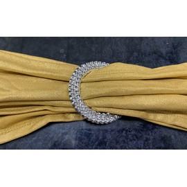 mds Pack of 100 Spandex Foil Chair Sashes Bow sash Elastic Stretch Chair Bands Ties with Buckle for Wedding Spandex Slider Bow - Metallic/zari/Sparkle Gold