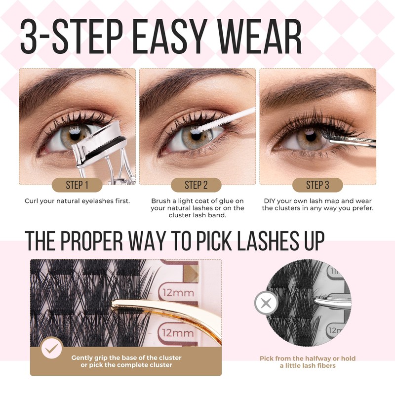 LASHVIEW Lash-Extension-Clusters 336pcs D Curl Lash Clusters Natural Look Cluster