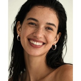 YADOCA 925 Sterling Silver Hoops Earrings for Women Girls Lightweight Silver Earrings for Women Hypoallergenic Hoop Huggie Earring, CZ