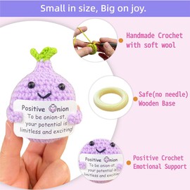 Lowealuk Positive Crochet Gift Set - 4pcs Inspirational Gifts for Friends Coworkers, Employee Appreciation Gifts, Graduation Gift, Emotional Support Crochet, Office & Home Decoration