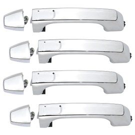 APPERFiT New Exterior Door Handle w/End Cap 15794315 15932907 Chrome for Front & Rear Door, Left Driver & Right Passenger Side Compatible with Hummer H3 H3T 2006 2007 2008 2009 2010 Door Parts