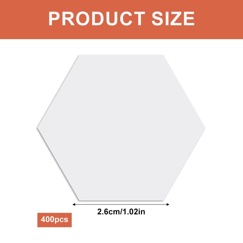 400 PCS Hexagon English Paper Piecing Quilting Templates, 26 mm