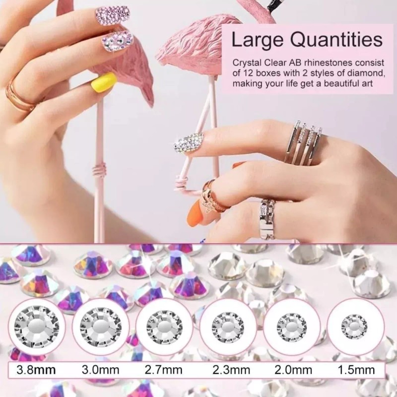 Mouyic Cristales Ab De Uñas Deco Art Rhinestones Pinza Y