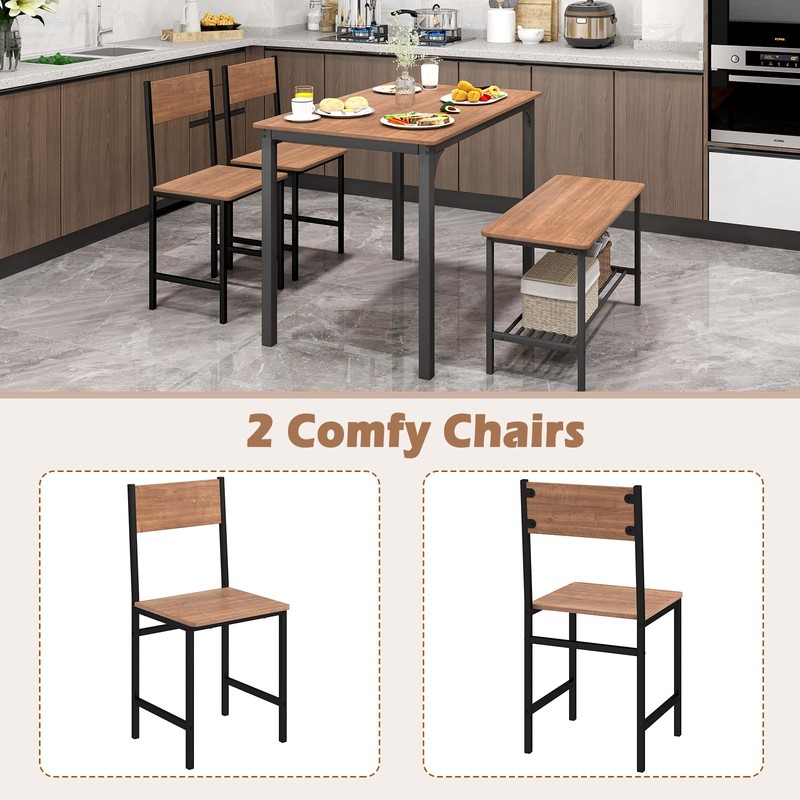 SILKYDRY Dining Table Set for 4, Kitchen Table with Bench