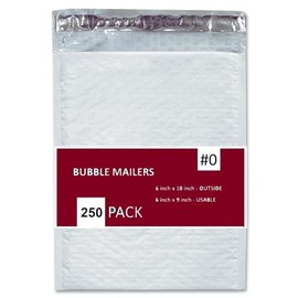 250 PC #0 6x10" Inches 250 Pack Inches Poly Bubble Mailers Shipping Padded Envelopes Self Seal Waterproof Cushion Envelopes