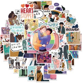 UoQo 50pcs Heartstopper Stickers for Adults, Movie Merch Waterproof and Reusable Cute Scrapbooking Anime Stickers Aesthetic for Laptops Phones Scrapbooks and Skateboards Visco Stickers