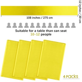 Aneco 4 Pack Satin Table Runner 12 x 108Inch Long Bright Silk and Smooth Fabric Party Table Runner for Wedding Banquet Party Decoration- Yellow