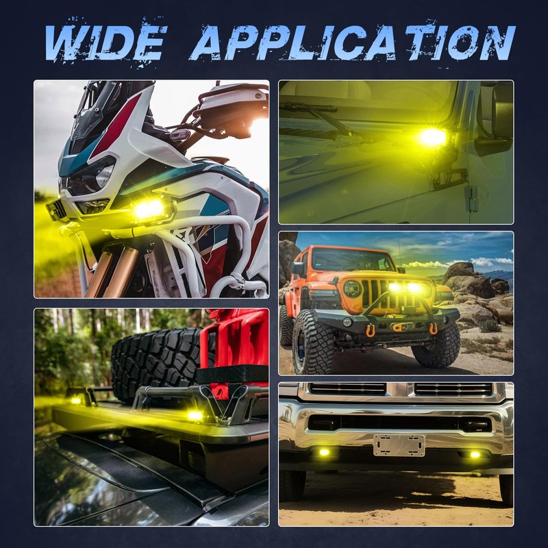LED Pods, Fastchoy Auto 2Pcs 40W 3 Inch Yellow Spot