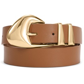 XZQTIVE - Cinturones de piel para mujer, para jeans, pantalones de vestir, cinturones negros y marrones, con hebilla dorada, café (hebilla dorada), Fits Waist 41"-46"