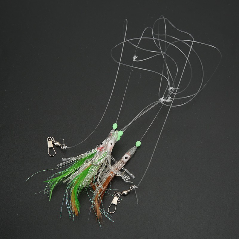 5 Set Octopus Simulation Fishing Rigs Luminous Fishing Lure Bait