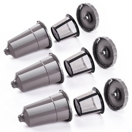 Filtro de café reutilizable para Keurig My K-Cup, café o té para preparar café o té, se adapta a la serie B30 B40 B50 B60 B70 con accesorios de café sostenibles, color gris, paquete de 3