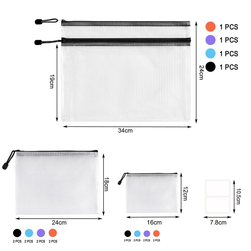 20-Piece Plastic Wallets Zip Lock Folders, Waterproof Zipper Document Pouch