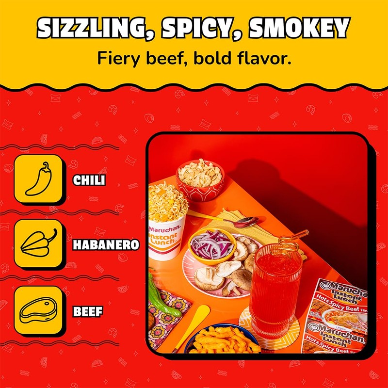 Maruchan Instant Lunch Ramen Noodles, Hot & Spicy Beef Flavor