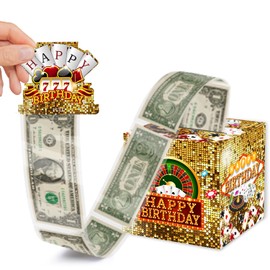 SHLINCO Casino Theme Party Decorations, 5" x 5" Poker Night Party Decorations, Casino Theme Birthday Decorations and Adult Party Favors, Gold Birthday Party Favors for Men and Women