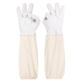 ZMHBKPS Beekeeping Gloves - Thickened Goatskin Bee Gloves for Men Women - Sturdy Beekeeper Gloves with Canvas Long Sleeves(2XL)