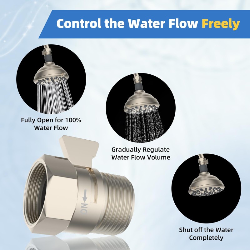 Hibbent All Metal 1 Pack Shower Head Flow Control Valve,