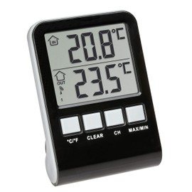 TFA Dostmann Palma 30.3067.10 Digital Wireless Pool Thermometer for Swimming Pool/Pond/Pool/Ice Bath/Whirlpool, Includes Indoor Thermometer, Max-Min Values, 60 m Range, 70 x 23 x 98 mm, Anthracite