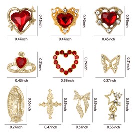 MOTIBACK 3D Nagelcharms Set, Metalllegiertes Design mit Herz, Schmetterling, Kreuz, Einfache DIY Maniküre Applikation, Für Nagelfreunde & Kosmetik Fans als Geschenk