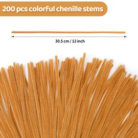 Eppingwin 200pcs Pipe Cleaners, Light Coffee Pipe Cleaners Craft Supplies,Chenille Stems for DIY Arts Crafts Project(Light Coffee)