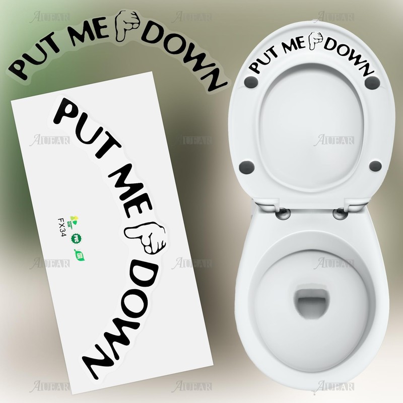 AUEAR, Funny Bathroom Toilet Seat Sticker Decal Reminder Decoration for