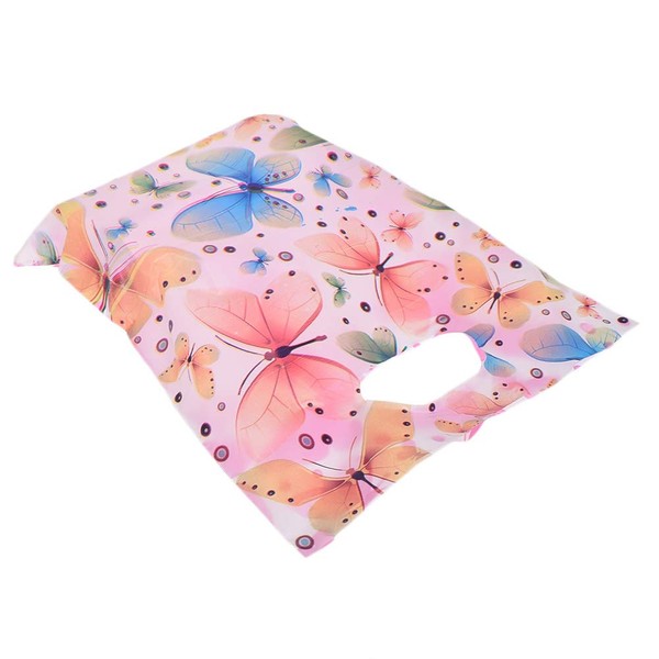 NUOMI Butterfly Plastic Merchandise Bags with Die Cut Handle 100 Pcs Glossy Retail Bags for Shopping, Gifts Wrapping, Goodies, Party Favors, Birthdays