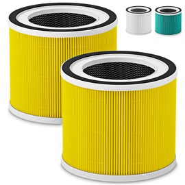 2 Pack Core 300 True HEPA Pet Care Replacement Filters for LEVOIT Core 300 and Core 300S VortexAir Air Purifier,H13 Grade True HEPA Filter Replacement and Activated Carbon,Core 300-RF-PA (Yellow)