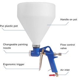Air Texture Spray Gun Drywall Texture Sprayer 1.58 Gallon with 4.0mm/6.0mm/8.0mm Nozzle Paint Air Hopper Gun for Stucco Mud Popcorn on Walls and Ceiling Orange Peel Knockdown Blue