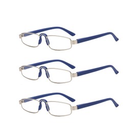 TERAISE 3PCS unbreakable Reading Glasses for Men Women, Full frame Metal Rectangle Style Readers, Stainless Steel Material Spring Hinges Eyeglasses, HD lens, Lightweight Comfortable(2.0X)