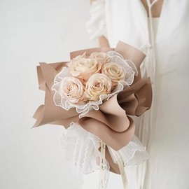 GANPUB White 4.3 Yards Flower Wrapping Mesh Paper Bouquet Floral Packaging Paper Florist Bouquet Wraps Flower Floral Picks Shop Supplies Floral Tapes and Wraps