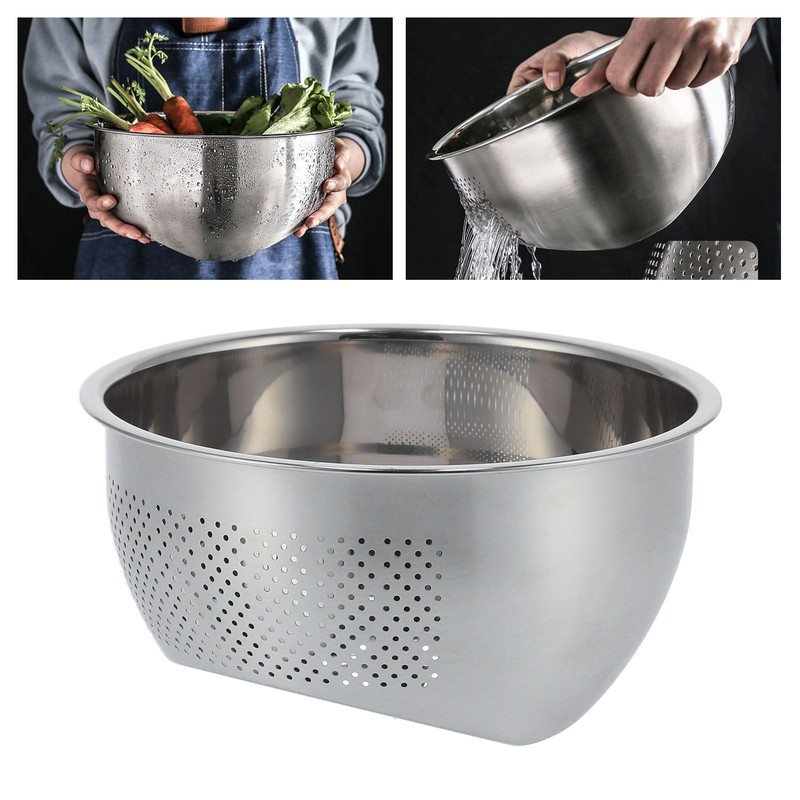 Drain Basket Stainless Steel Rice Sieve Thickened Vegetable Washing Drainer