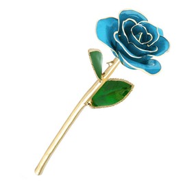 24k Gold Dipped Real Blue Rose 11-12 Inches Long with StandHand Picked Rose, Unique Promise Kindness for Extraordinary Beauty