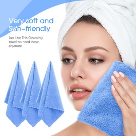Syhood 12 Pieces Face Wash Cloth 12 x 12 in Makeup Remover Cloths Towel Coral Velvet Facial Microfiber Soft Fast Drying Facial Cleansing Towel for Face(Blue)
