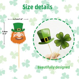 28 Pcs St Patrick's Day Cupcake Toppers, Four Leaf Clover Leprechaun Hat Horseshoe Shamrock Cupcake Toppers for St Patrick's Day Party Decorations (Mix 2)
