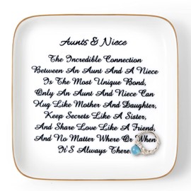 Titanape Auntie Gifts from Niece Ring Trinket Dish - Aunt & Niece, Birthday Gifts for Women Niece Gifts from Auntie Christmas Valentines Mother's Day Thanksgiving Gifts for Aunt Niece
