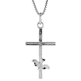 Sterling Silver Dove Cross Pendant, 1 1/8 inch