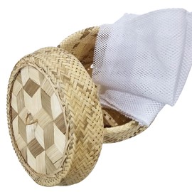 Heavens Tvcz Handmade Bamboo Sticky Rice Serving Basket with Lid & Stand – Traditional Thai/Lao Kitchenware – Natural Food Container.
