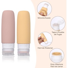 Botellas de Viaje de Silicona 8Pcs, Botes Viajes Rellenables 30/90ml, Artículos de Tocador de Viajar, Botellas de Viaje Silicona a Prueba de Fugas, Envases Viajes para Champú, Cosméticos